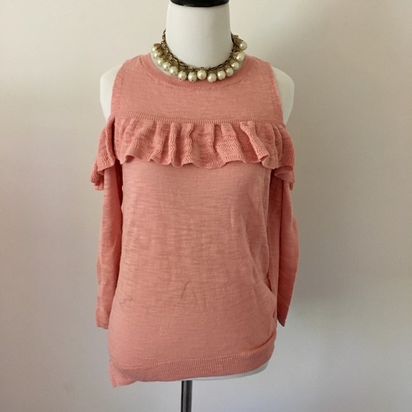 Express NWT Ruffle Yoke Cold Shoulder Sweater Sz S - Picture 5 of 8